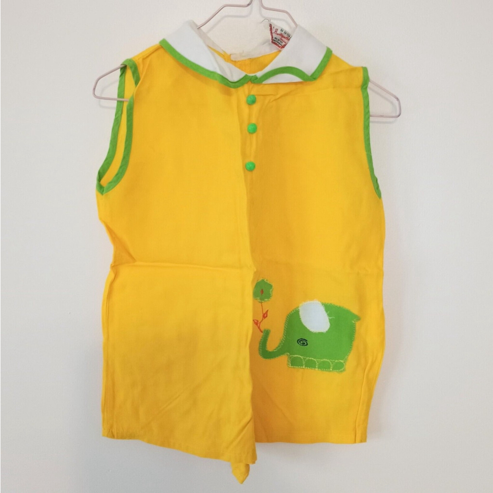 Vintage A Bradleyette Original 100% Rayon Romper W/ Elephant Boys 6M?